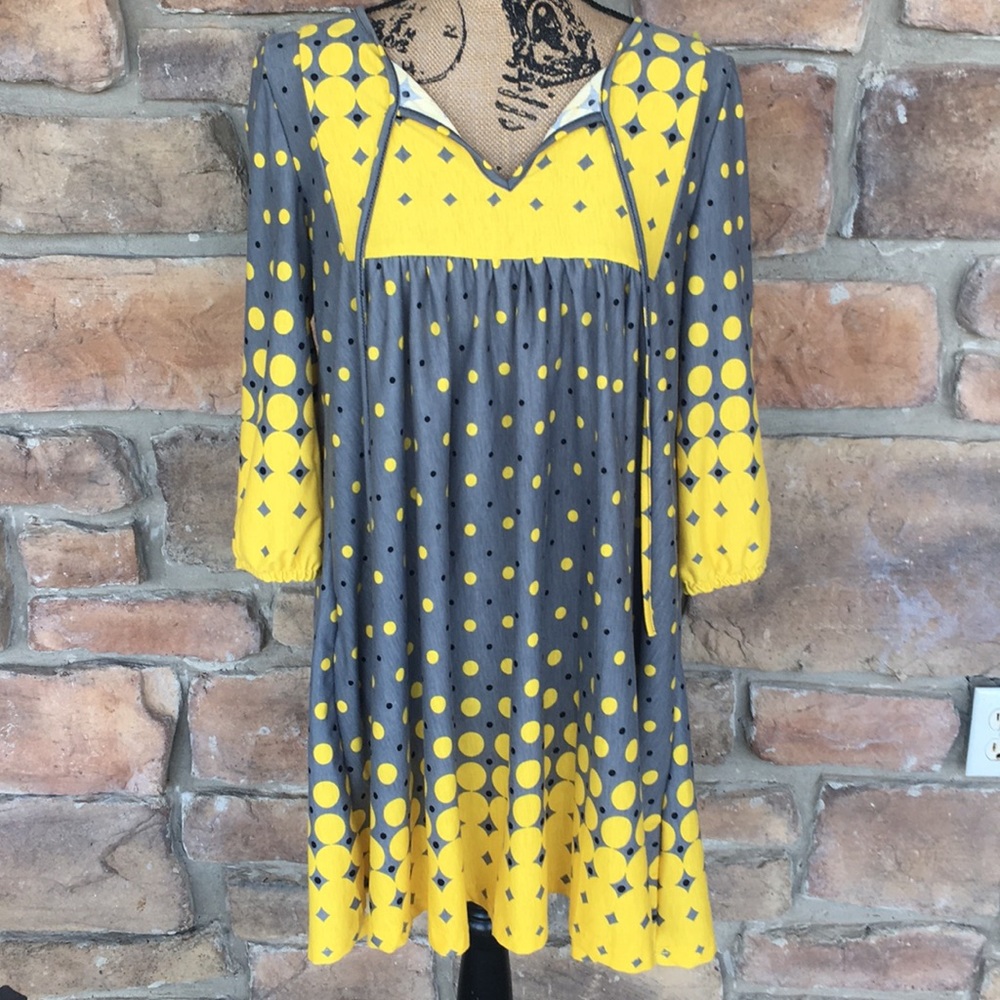 Reborn Tunic/Dress Yellow Polka Dot Sz M